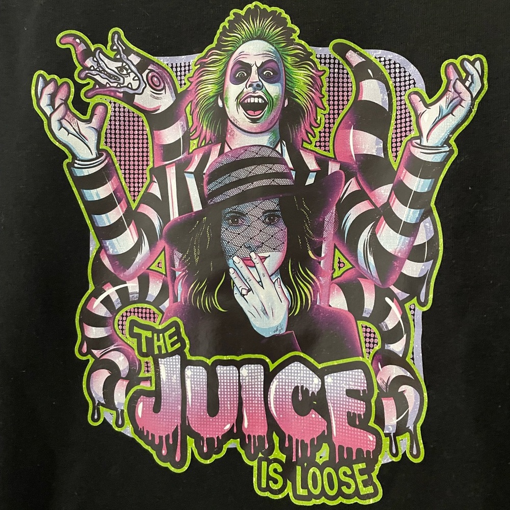 The Juice is Loose Beetlejuice Black Graphic Crewneck Sweater